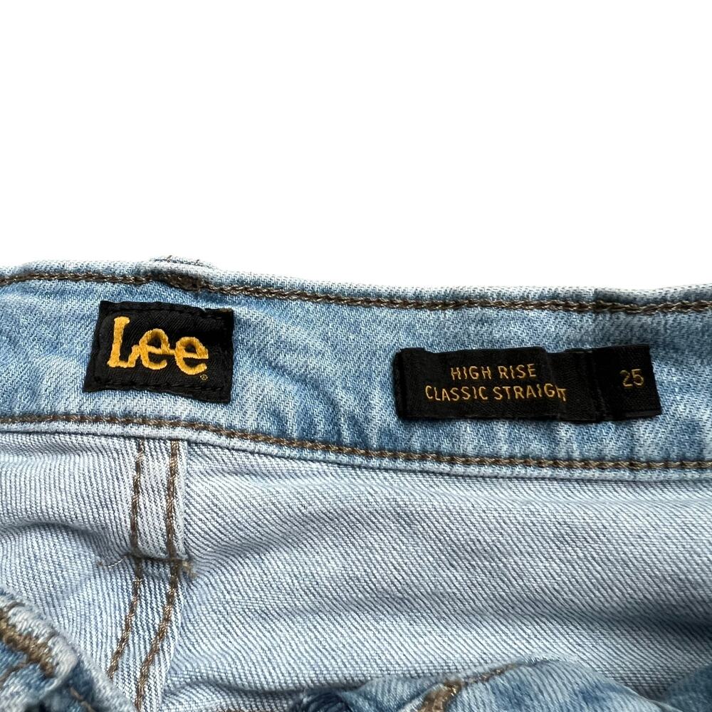 LEE Womens High Rise Classic Straight Fit Light Wash Blue‎ Denim Jeans Size 25 - Picture 6 of 11